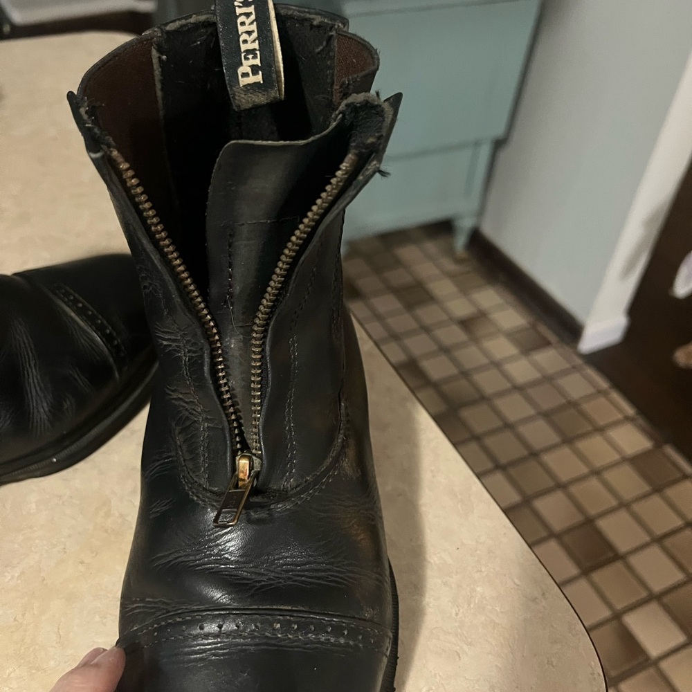 Perry Black Leather Equestrian Paddock Boots